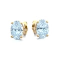 thumbnail image 4 of SuperJeweler 1 Carat Oval Shape Aquamarine Stud Earrings in 14K Yellow Gold Over Sterling Silver for Women, 4 of 5