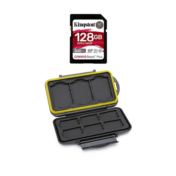 Kingston Canvas React Plus 128GB U3 V90 SDXC UHS-II SD Card Bundle
