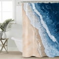 thumbnail image 4 of Shower Curtain Bathroom Set Watercolor Modern Seaside Beach Waterproof Fabric Shower Curtains with Grommets&Hooks Sea Wave Gradient Art Privacy Bath Curtain for Bathtub 36x72in, 4 of 7