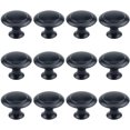 thumbnail image 1 of Paquete de 12 pomos redondos de 1.0 in de Diámetro JM herrajes planos negros para gabinete, 1 of 3