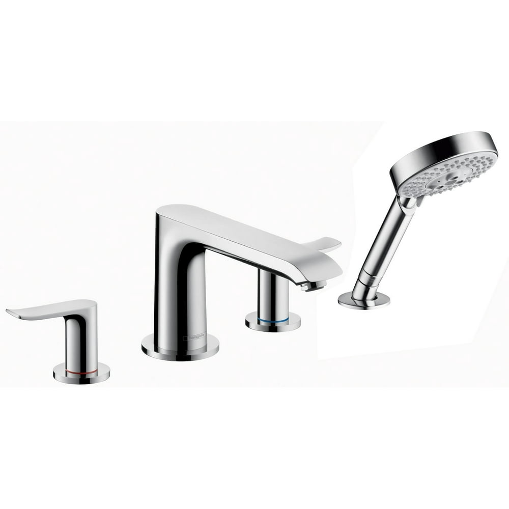 Hansgrohe 31444821 Metris S Deck Mounted Roman Tub Filler Faucet Trim with Hand Shower, Various