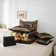 thumbnail image 6 of Manfei Wild Bear Deer Bedding Comforter Set 7-Piece, Vintage Lake House Full Bedding Set, Boho Aztec Checkered Fitted Sheet Flat Sheet, Ultra Soft Home Decor, 6 of 8