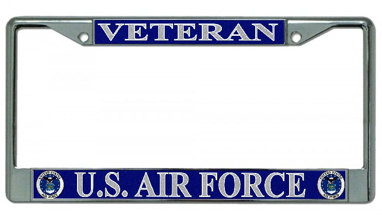 VETERAN Military Metal Motorcycle License Plate Frame Tag USAF U.S 