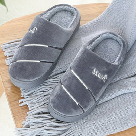 

YTJX Mens Slippers For Men Slip On Warm Shoes Soft Plush House Slippers Flip Flop