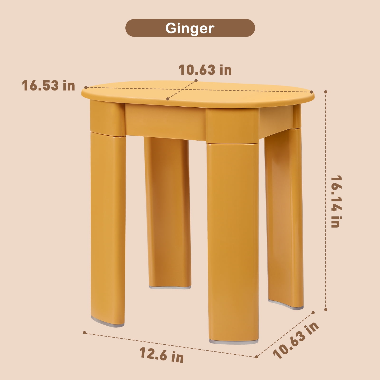 Modern Minimalist Low Small Plastic Round Stool, Orange