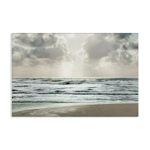 Stupell Industries Cloudy Sunlight Beach Landscape Photography Gallery Wrapped Canvas Art Print Wall Art, 24 x 16