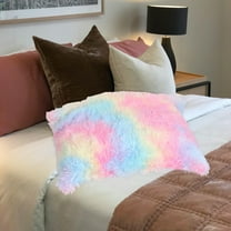 Homoyoyo Fuzzy Pillow Case Decorative Cloth Long Pillowcase for Dormitory 1Pack