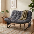 thumbnail image 4 of UBesGoo 52.4in Papasan Chair Curved Rattan Loveseat with Side Pockets, Dark Grey, 4 of 13