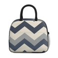 thumbnail image 2 of Obrewu Blue and Beige Modern Art Geometric Lunch Bag for Adult, Insulated, Leakproof, Oxford Cloth, 2 of 7