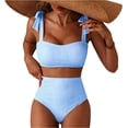 thumbnail image 2 of Women's High Waisted 2 Piece Bikini Sets Halter Patch Pocket Swimsuits Striped Bathing Suit Beach Swimwear 2026 Blue S, 2 of 4