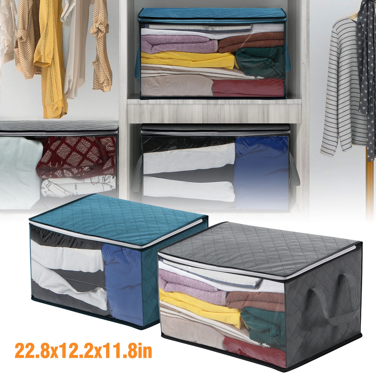 Closet Storage Bag Organizers, Clothing Containers with Clear Window