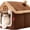 Small, variant on Upgraded Enclosed Warm Cat House for Indoor Cats, Cozy Cat Cave Bed Kitty Tent with Door Curtain, Soft Pet House,Condos,Cats Hideaway for Small Medium Cats&Dogs (Brown, Medium)