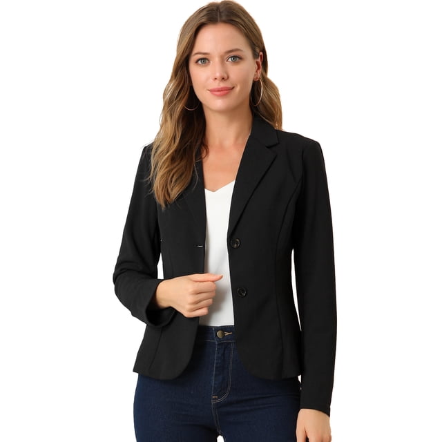 AllegK ChaqueDe Traje De ChaqueElástiCon Cuello De SolaPaOficiDe Trabajo PaMujer Negro M