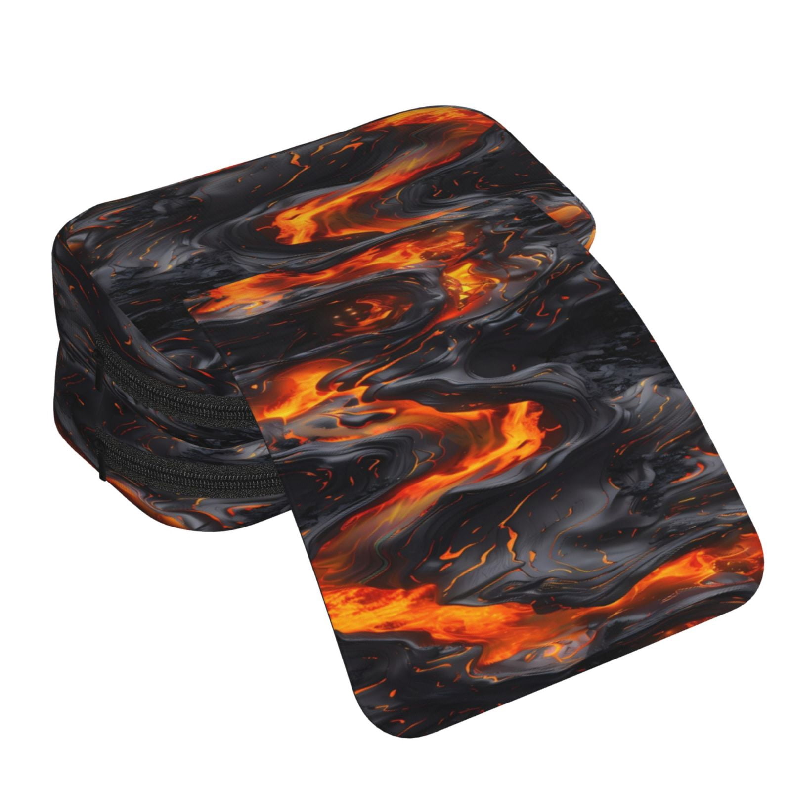 Rateoe Molten Lava Abstract Flow Pattern Double Clamshell Pen Case, Storage Organizer with Two Zipper Compartments– Holds Up to 50 Pencils & Pens