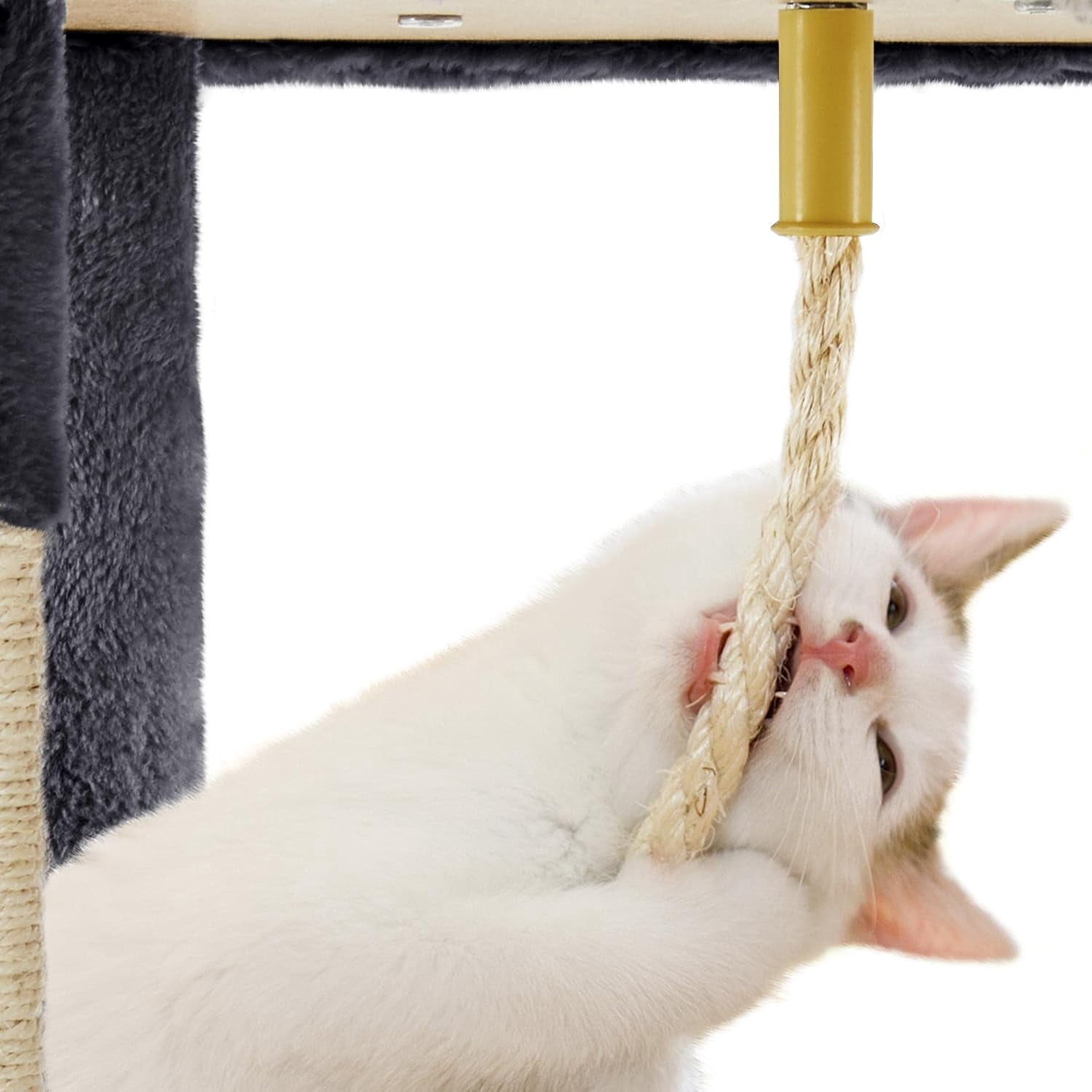 ZYPPP XL Cat Tree, 72in Multi-Level Cat Tower with 2 Cozy Caves, 3 Soft Perches, Scratching Posts, Board, and Dangling Ball, Pet Furniture Play House for Kittens/Cats, Dark Gray