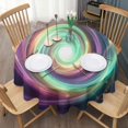 thumbnail image 3 of Colorful Tie Dye Cosmic Spiral Pattern Round Tablecloth 60"x60",Wrinkle Wipeable Table Cloth for Kitchen Dining Room Picnic Patio Party, 3 of 6