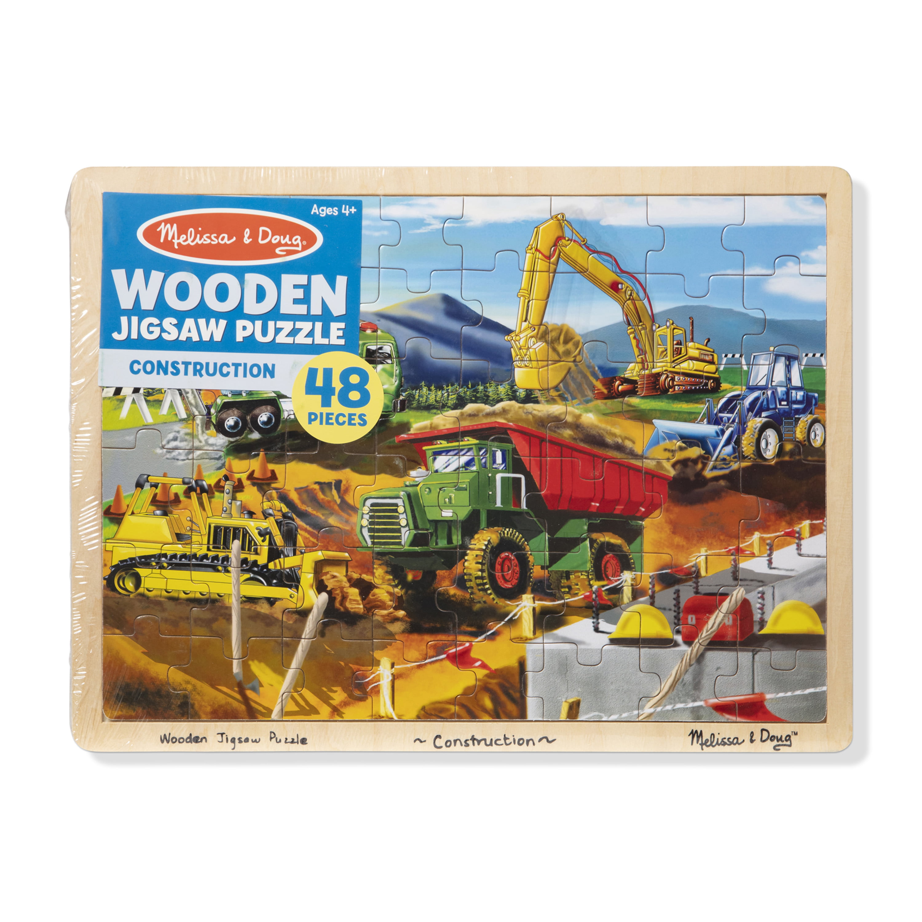 Melissa & Doug Construction Vehicles 4 in 1 Wooden Jigsaw Puzzles 48 Pcs for sale online 