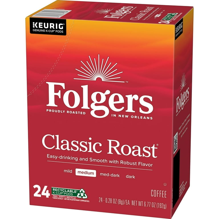 Folgers Classic Roast Medium Roast Coffee, 24 Count Keurig K-Cup