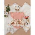 thumbnail image 2 of Letiane Newborn Baby Girl Ruffle Short Sleeve Romper Floral Tutu Skirt Dress Jumpsuit With Headband Outfit Set, 2 of 3