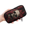 thumbnail image 2 of SEANATIVE Portable Sunglasses Case Neoprene Eyeglasses Pouch with Zipper, Dual Compartment Glasee Pouch Lightweight Protective Eyewear Case Multifunctional Glasses Bag, Red Skull Pattern, 2 of 7