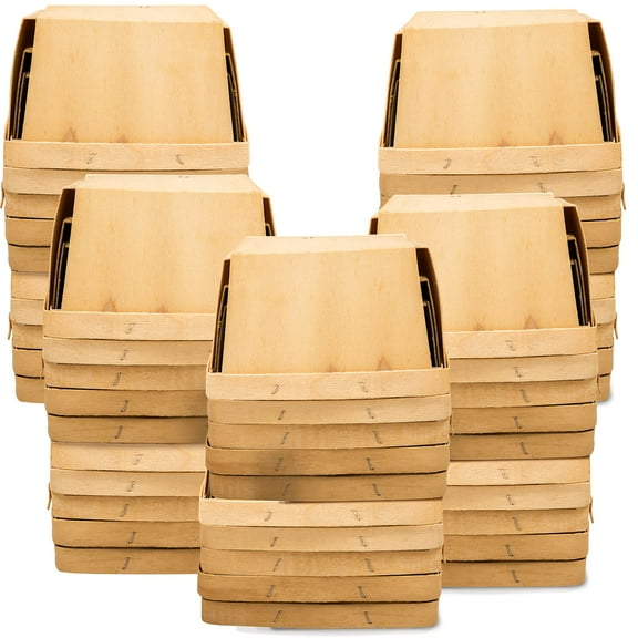 Top Home Store Square Wooden Berry Baskets, for Picking Fruit or Arts, Crafts and Decor, 5.75" Square Vented (50 Pack)