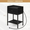 thumbnail image 2 of Black Bedside Table with Charging Station 2 Tier Side Table With Drawers and Storage Shelves Small Bedside Table Suitable for bedrooms, living rooms, 2 of 5