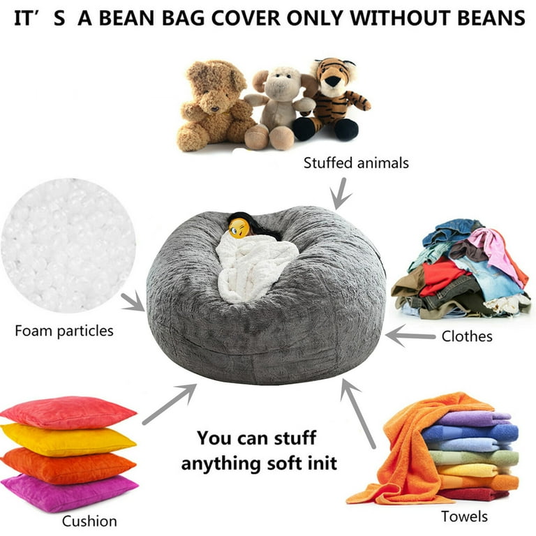 Lovote Bean Bag Chair Cover Gray Storage Beanbag Case Lounger