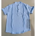 thumbnail image 4 of Camisa de Manga Corta Plisada con Botón de Cuello en V, Mezcla de Algodón de Poliéster Top de Vacaciones de Playa, Suelto para Hombres, 4 of 8