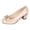 A-Beige, variant on Closed Pointed Toe Heels for Women Block Chunky Heeled Slip on Sandals Rhinestone Bow Glossy Leather Pumps Dress Shoes for Work Size 7 Beige