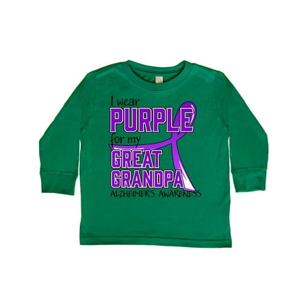 

Inktastic I Wear Purple for my Great Grandpa- Alzheimers Awareness Gift Toddler Boy or Toddler Girl Long Sleeve T-Shirt
