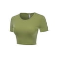 thumbnail image 2 of Women Rib Casual Slim Fit Short Sleeve Crew Neck Basic Crop T Shirt Top, 2 of 5
