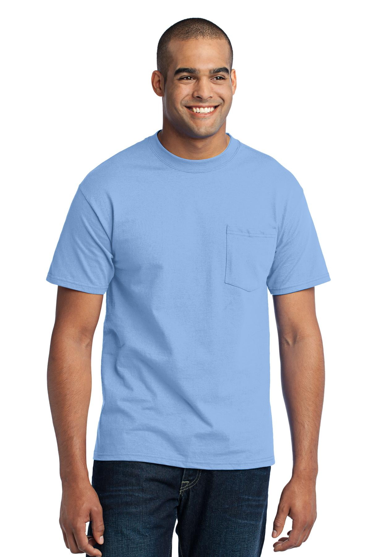 Port & Company Mens Tall Long Sleeve 50/50 Cotton/Poly T Shirt 2XLT Light Blue