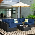 thumbnail image 4 of Gymax Ensemble de Mobilier Sectionnel de Conversation pour Patio en Rotin 7 Pcs avec Coussin et Oreiller, 4 of 8