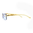 thumbnail image 3 of Cougar Jewel Rimless Narrow Rectangular Luxury Pimp Sunglasses Gold Blue, 3 of 4