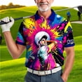 thumbnail image 5 of HOMYGIFTS Men’s Pop Art Neon Grunge Golf Polo – Graffiti Spray & Metallic Sunburst, 5 of 9