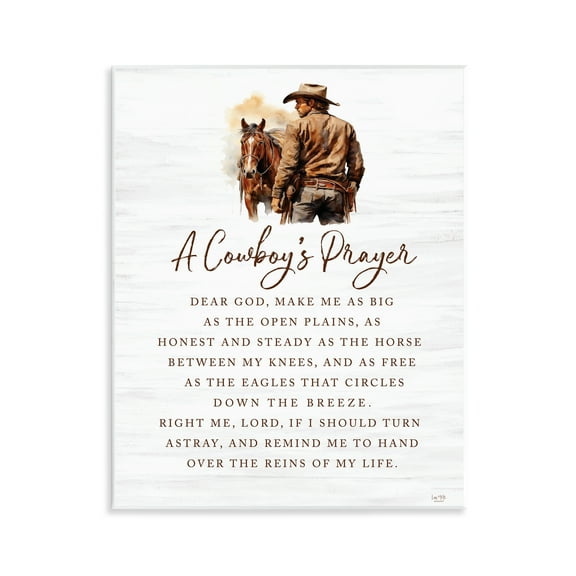 Stupell Industries Heartfelt Cowboy's Prayer Religious & Spiritual Painting Unframed Art Print Wall Art, 11 x 14