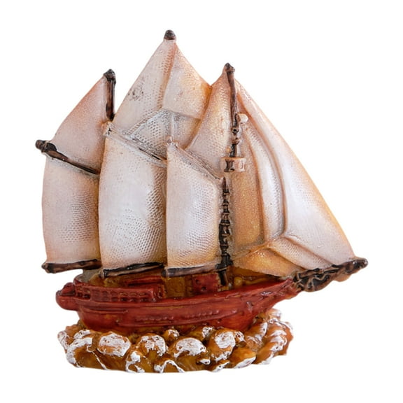 Resin Home Decorations, Mediterranean Style Small Boat Ornaments, Painted Sailboat Model for Holiday and Winter Decor, Cute Colorful Coastal Nautical Decor, 8x8x3.5cm