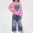 Hot Pink, variant on DJDLJWCJ 2 Piece Girls Casual Outfit Sets Cute Print Long Sleeve Crewneck Sweatshirt Elastic Waist Wide Leg Pants Set Pink Size 6M