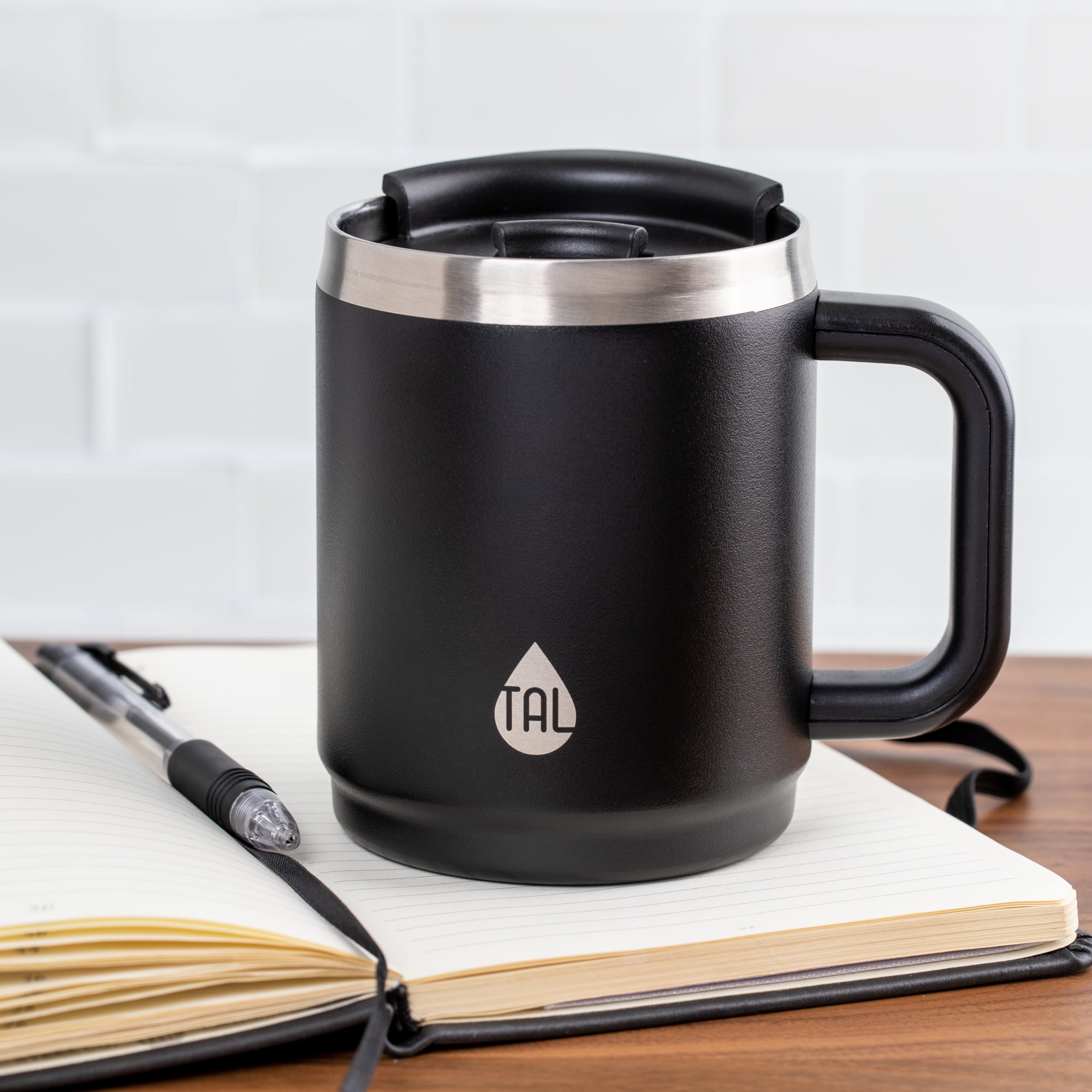 TAL Stainless Steel Brew Coffee Mug 15 fl oz, Black