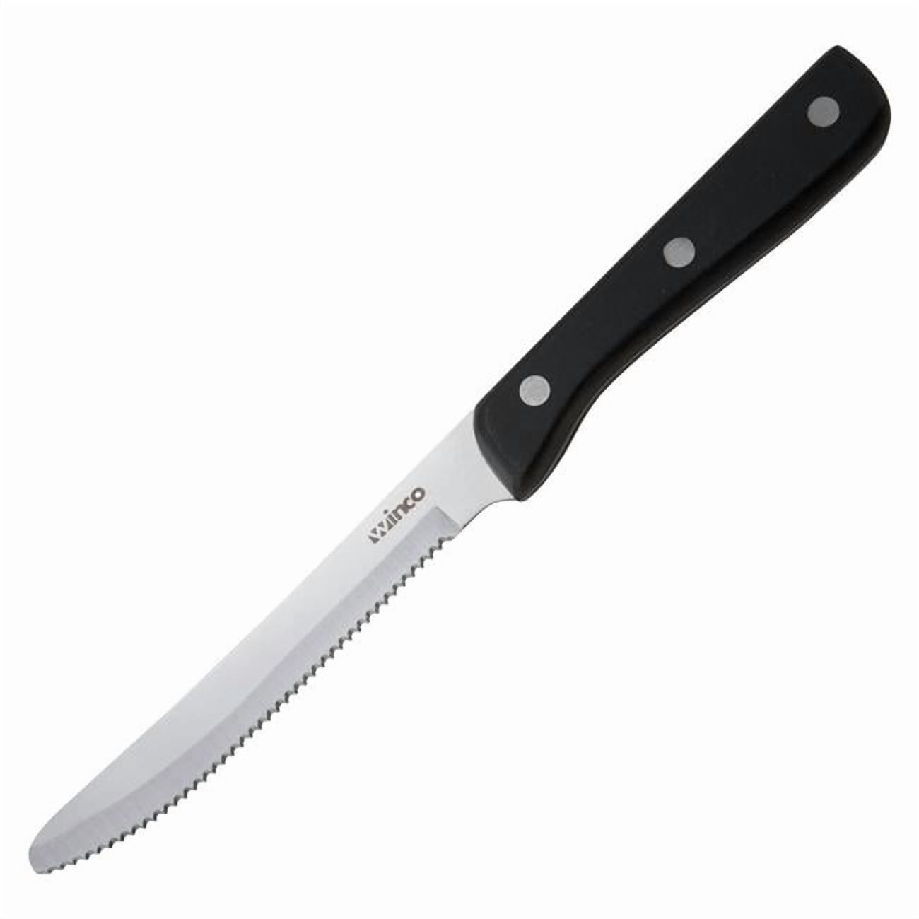 Winco K-80P Jumbo 5 Blade Round Tip Steak Knife - Dozen"