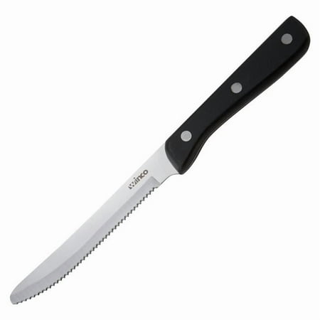 Winco K-80P Jumbo 5 Blade Round Tip Steak Knife - Dozen"