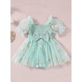 thumbnail image 2 of Bagilaanoe Newborn Baby Girl Summer Rompers Dress Short Puff Sleeve Bodysuits 3M 6M 12M 18M 24M Infant Tulle Patchwork A-line Dresses, 2 of 7
