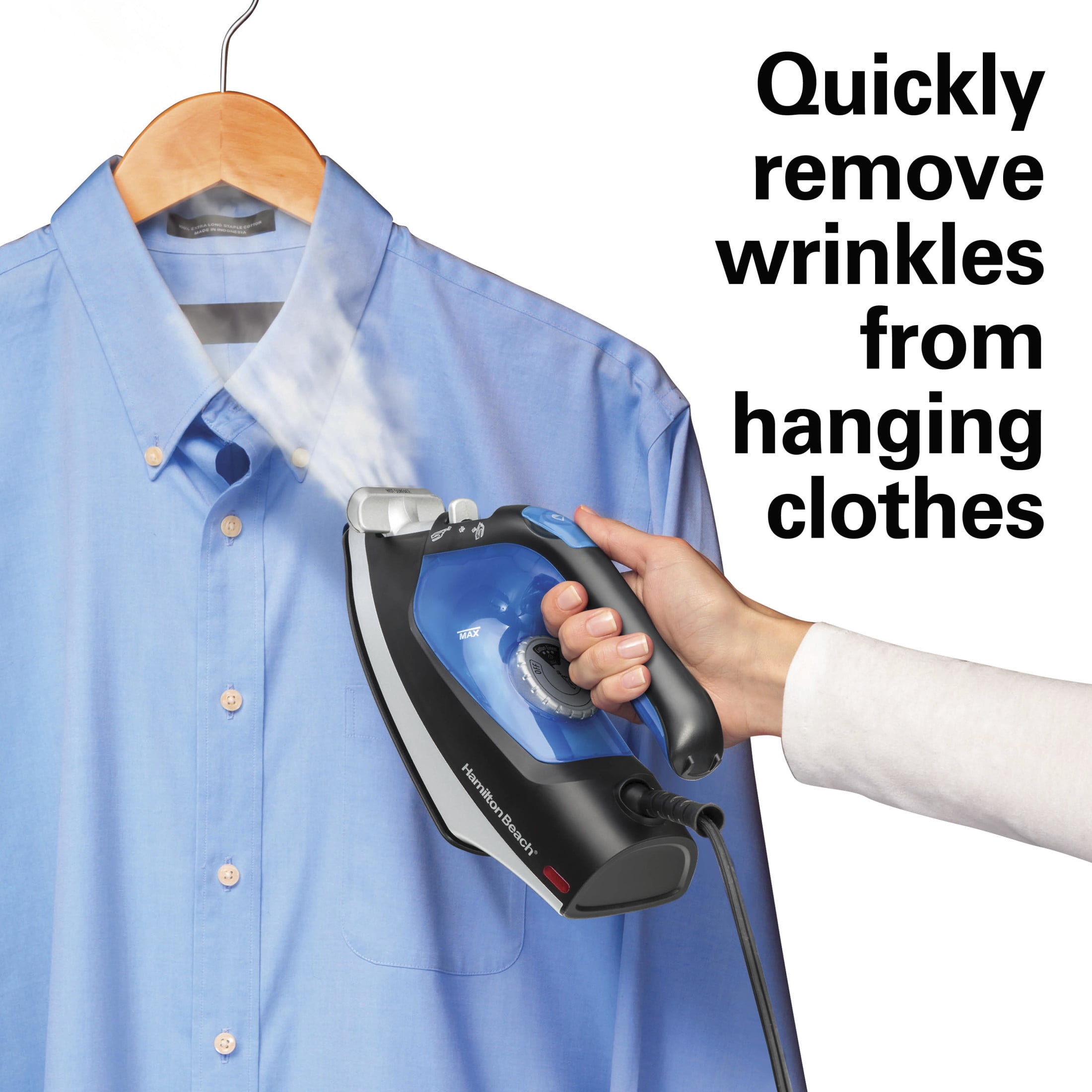 (2 pack) Hamilton Beach 2-in-1 Clothing Iron & Clothes Steamer, 1200 W, with 5 Heat Settings, Nonstick Soleplate, Black & Silver