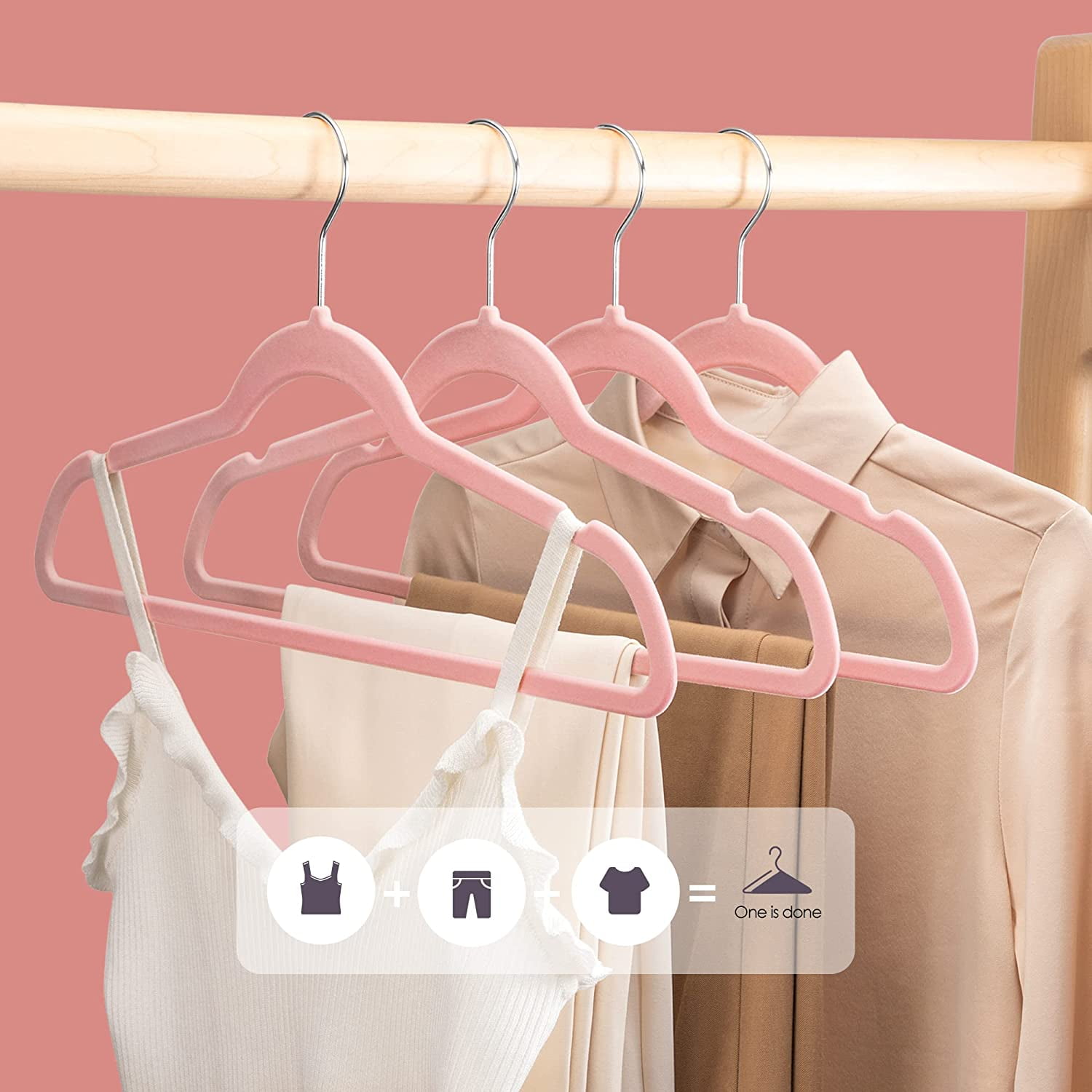 Velvet Hangers 60 Pack Blush – Heavy Duty Clothes Hangers Space Saving - Non Slip Felt Hangers for Closet - Perchas Ganchos Para Colgar Ropa Hangars