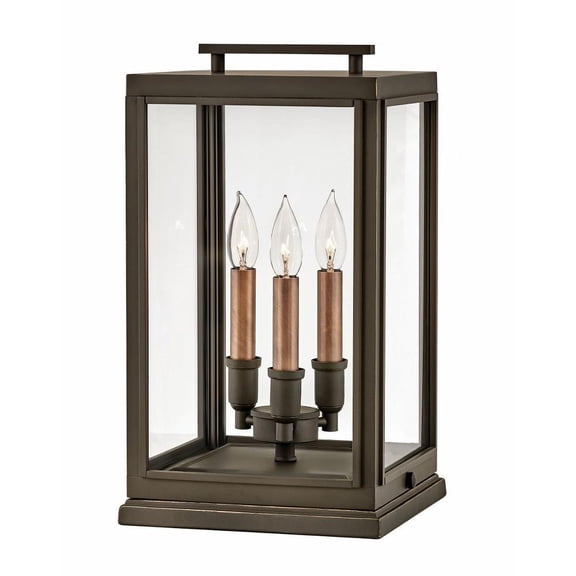 3 Light Large Outdoor Low Voltage Pier Mount Lantern in Traditional Style 10.25 inches Wide By 18 inches High-Oil Rubbed Bronze Finish-E12 Candelabra