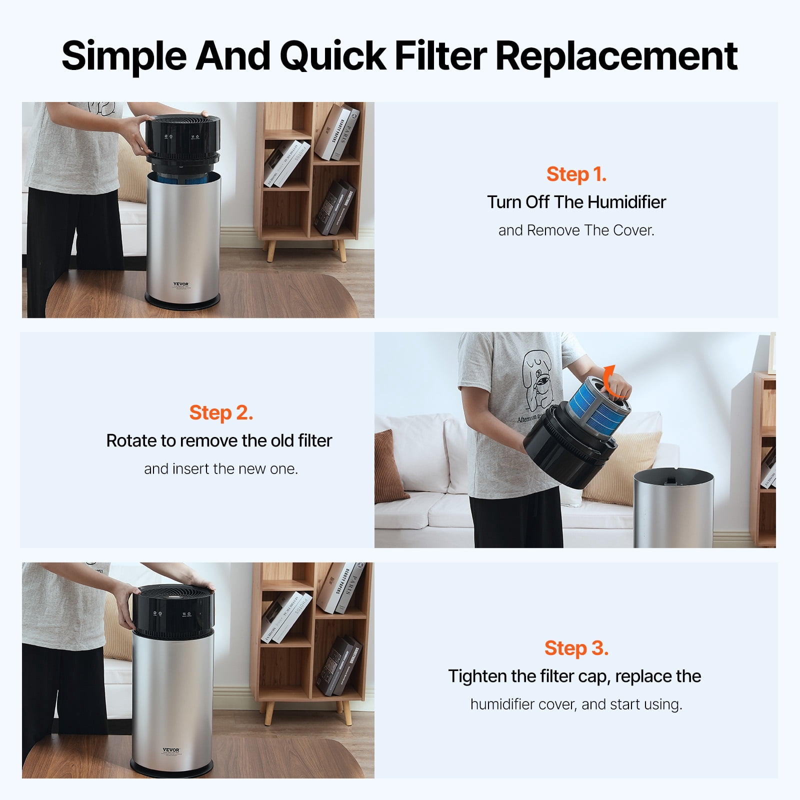 VEVOR Evaporative Humidifier Replacement Filter, 2-Pack, Compatible with VEVOR 10L(2.64G) Model BZT-242 Evaporative Humidifier, Easy to Install for Prolong Filter Life