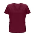thumbnail image 3 of Gmdeguo Womens Scrub Sets Summer Two Piece Tops Trousers Plus Size Casual Loose Comfy Short Sleeve V-Neck Top Pants Solid Color Nursing Uniform Work Sets with Pockets, 3 of 7