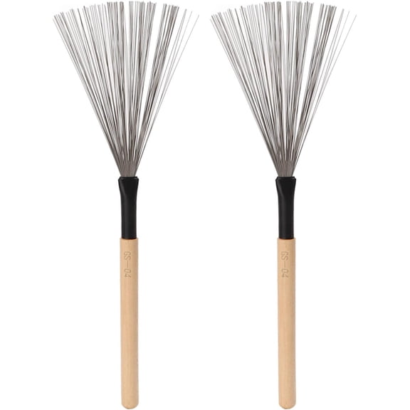 ABCISI 1 Pair Drum Stick Brushes, Maple Wooden Handle Drum Wire Brushes For Rock Band, Jazz Folk, Drummers, Beginners, Students Performance Accessory (Wood)