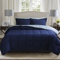 thumbnail image 5 of HIG Queen 7 Pieces Comforter Set, Navy Reversible and Lightweight Bed in a Bag with 1 Comforter, 1 Flat Sheet, 1 Fitted Sheet, 2 Pillowcases, 2 Pillow Shams, All Season Bedding Set for Dorm Bedroom, 5 of 13