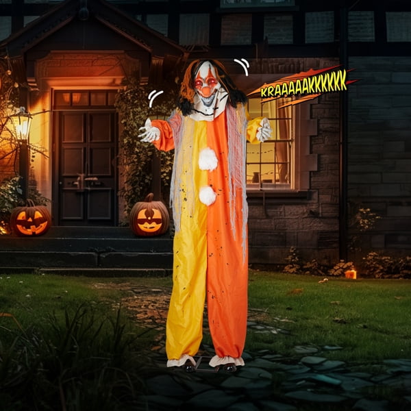 8.2FT Halloween Standing Decoration, Sensor-Activated , Weather-Resistant Synthetic Fiber & Iron for Yard/Garden